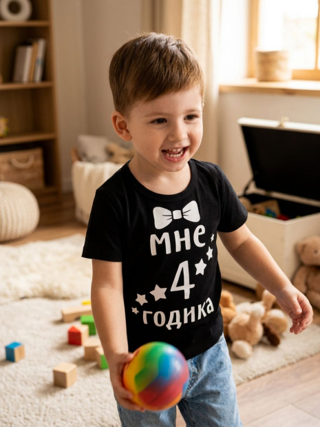 Футболка «Мне 4 годика» с бабочкой фото 4